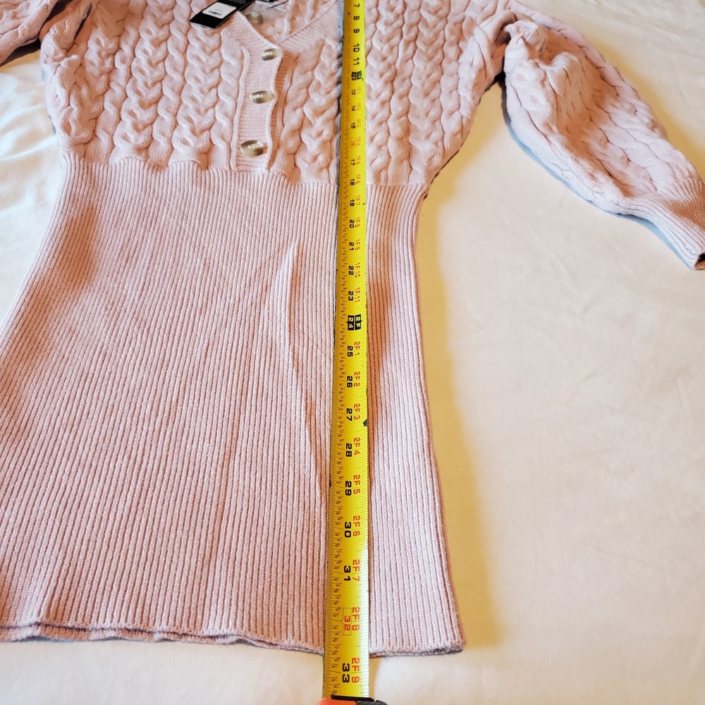Fashion Nova Michelle Sweater Mini Dress Pink Cable Knit Ribbed Size M NEW - Picture 4 of 8